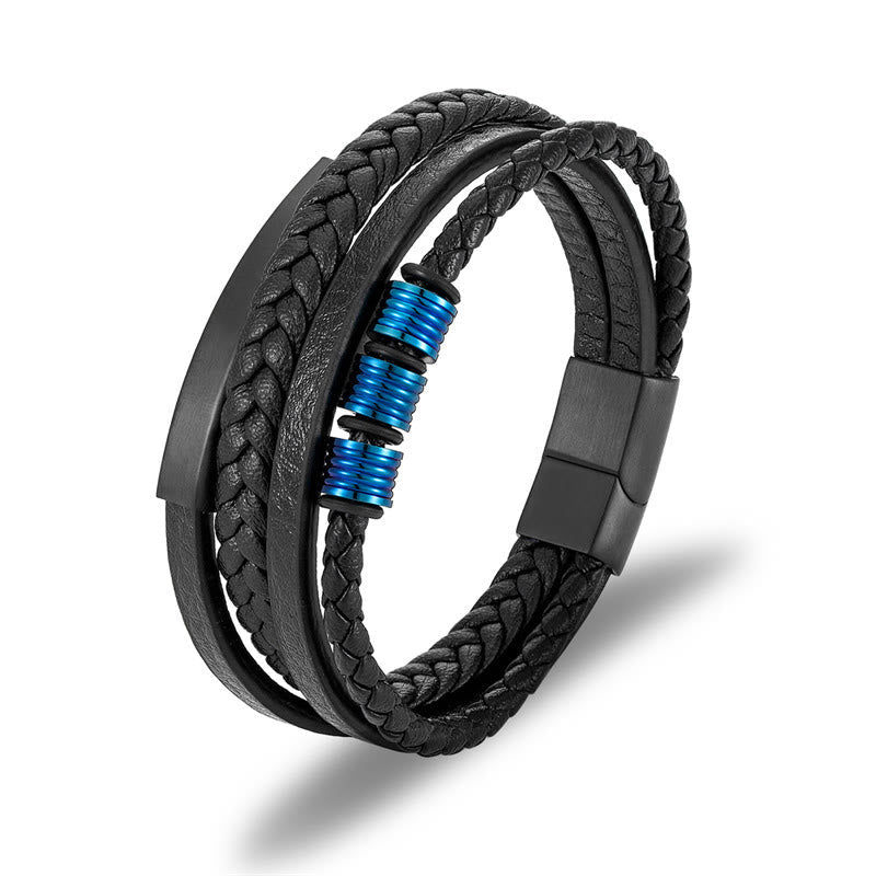 Stone of buddha Leather Multi-Layer Titanium Steel Balance Braided Magnetic Buckle Bracelet