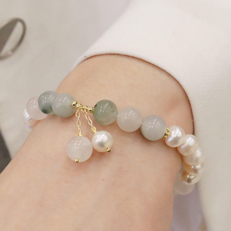 Stone of buddha Natural Pearl Jade Healing Sincerity Bracelet
