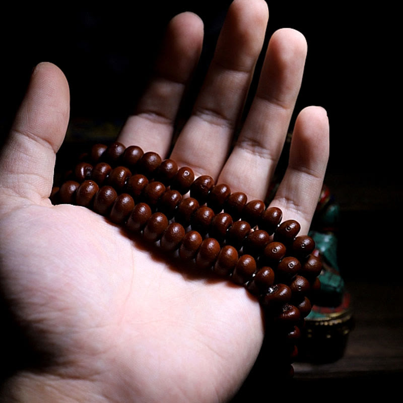 Stone of buddha Natural Tibet 108 Mala Beads Purple Bodhi Seed Three-eyed Dzi Bead Copper Dorje Harmony Bracelet