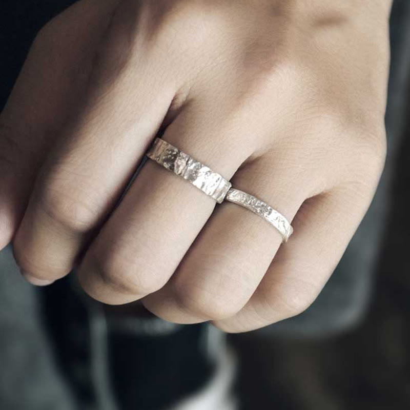 Stone of buddha 925 Sterling Silver Simple Design Blessing Couple Ring