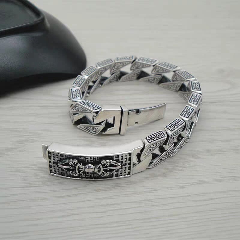 Stone of buddha Tibetan Om Mani Padme Hum Dorje Vajra Swastika Carved Purity Bracelet