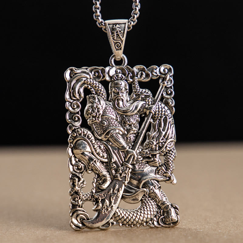 Stone of buddha Guan Gong Dragon Auspicious Clouds Wealth Necklace Pendant