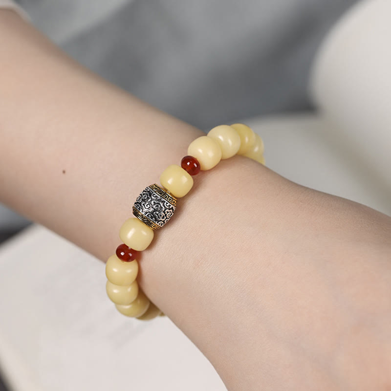 Stone of buddha Bodhi Seed Auspicious Cloud Fu Character Bead Peace Bracelet