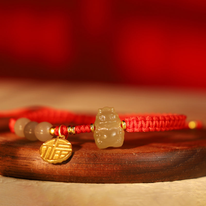 a??a??a??A Flash Sale- Stone of buddha Year of the Dragon 925 Sterling Silver Hetian Jade Fu Character Luck Bracelet