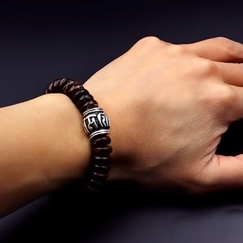 Stone of buddha Natural Tibetan Coconut Shell Om Mani Padme Hum Positive Bracelet