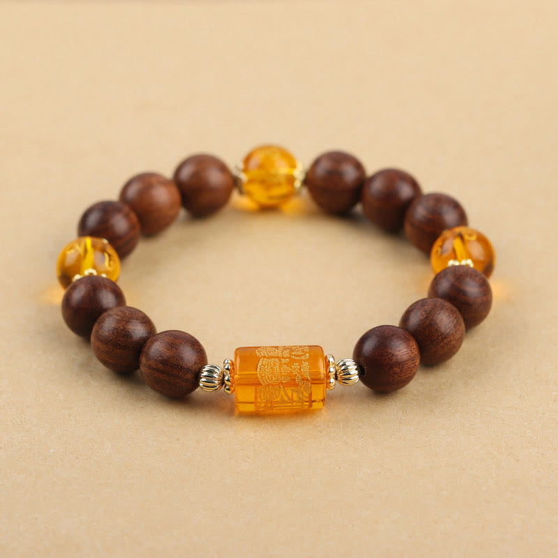 Stone of buddha Natural Phoebe Zhennan Wood Om Mani Padme Hum God Of Wealth Crystal Protection Bracelet