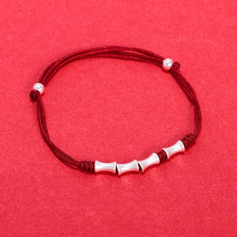 Stone of buddha 925 Sterling Silver Bamboo Design Protection Luck Braided Bracelet