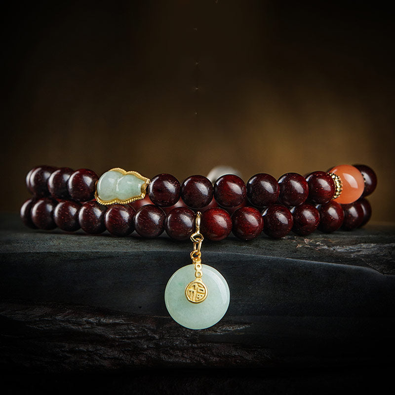Stone of buddha Chinese Zodiac Natal Buddha Small Leaf Red Sandalwood Jade Red Agate PiXiu Sooth Bracelet