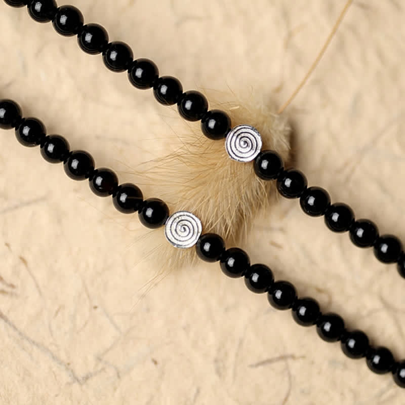 Stone of buddha Tibetan Black Onyx Hetian Jade 108 Mala Beads Fortune Bracelet