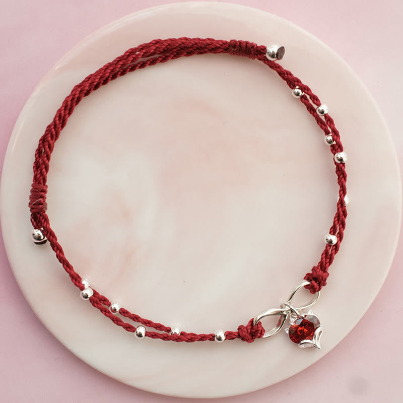 Stone of buddha Love Heart Infinity Symbol Braided String Anklet