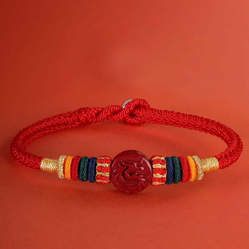 Stone of buddha Year of the Dragon 925 Sterling Silver Chinese Zodiac Cinnabar Auspicious Matches Blessing Bracelet