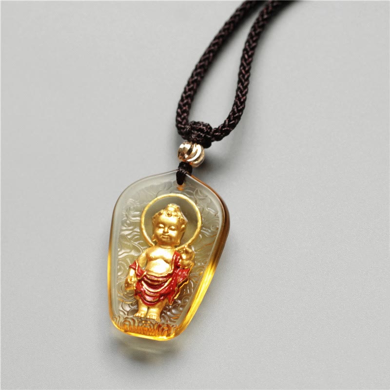 Stone of buddha Tibetan Buddha Liuli Crystal Serenity Necklace Pendant