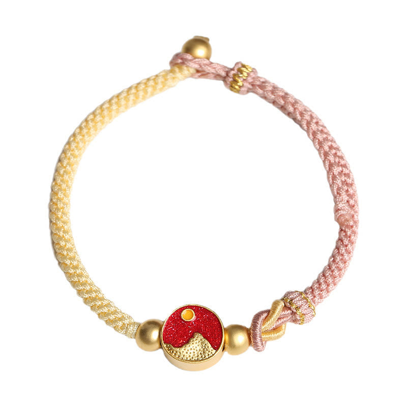 Stone of buddha Handmade Mountain and Sea Engraved Luck Two-Color String Couple Bracelet