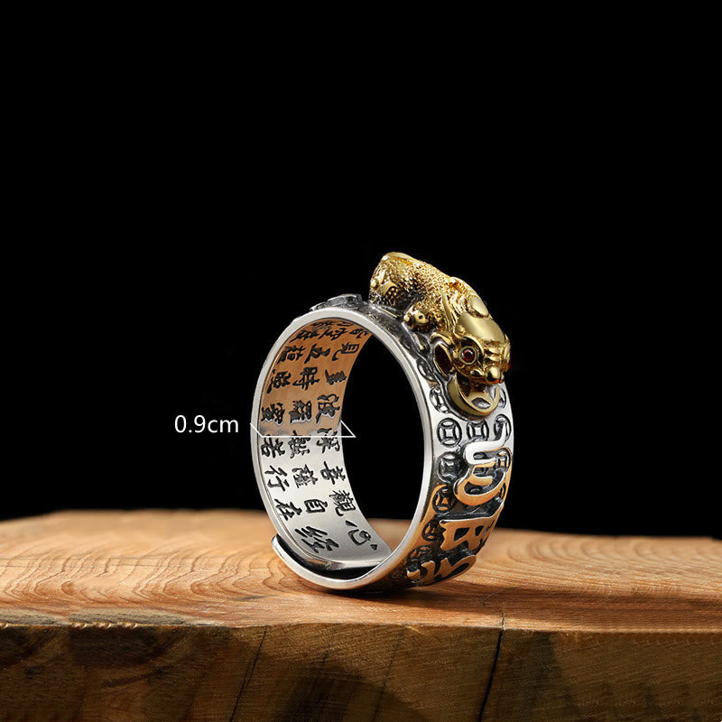 Stone of buddha Tibetan 990 Sterling Silver Om Mani Padme Hum PiXiu Dorje Vajra Heart Sutra Engraved Wealth Ring