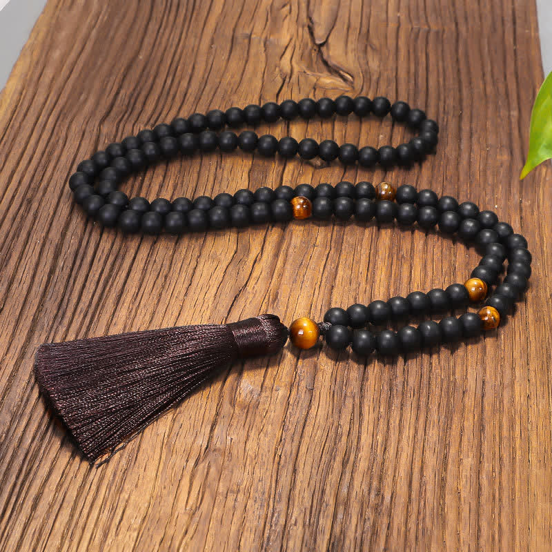 Stone of buddha 108 Mala Beads Frosted Stone Tiger Eye Balance Bracelet Necklace Pendant
