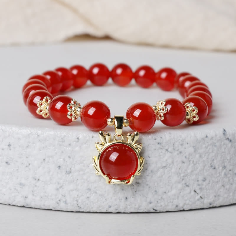 Stone of buddha Year of the Dragon Red Agate Jade Peace Buckle Fu Character Success Bracelet