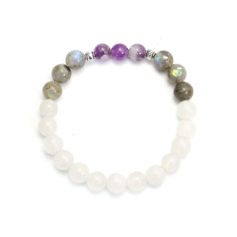 Stone of buddha 108 Mala Beads White Agate Amethyst Black Glitter Stone Protection Bracelet