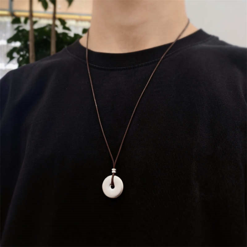 Stone of buddha 999 Sterling Silver Round Peace Buckle Protection Necklace Pendant