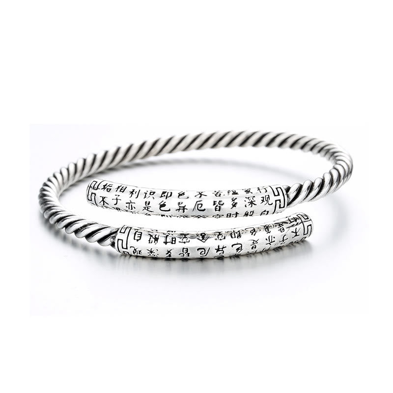 Stone of buddha Retro Heart Sutra Twisted Design Pattern Balance Bracelet Bangle