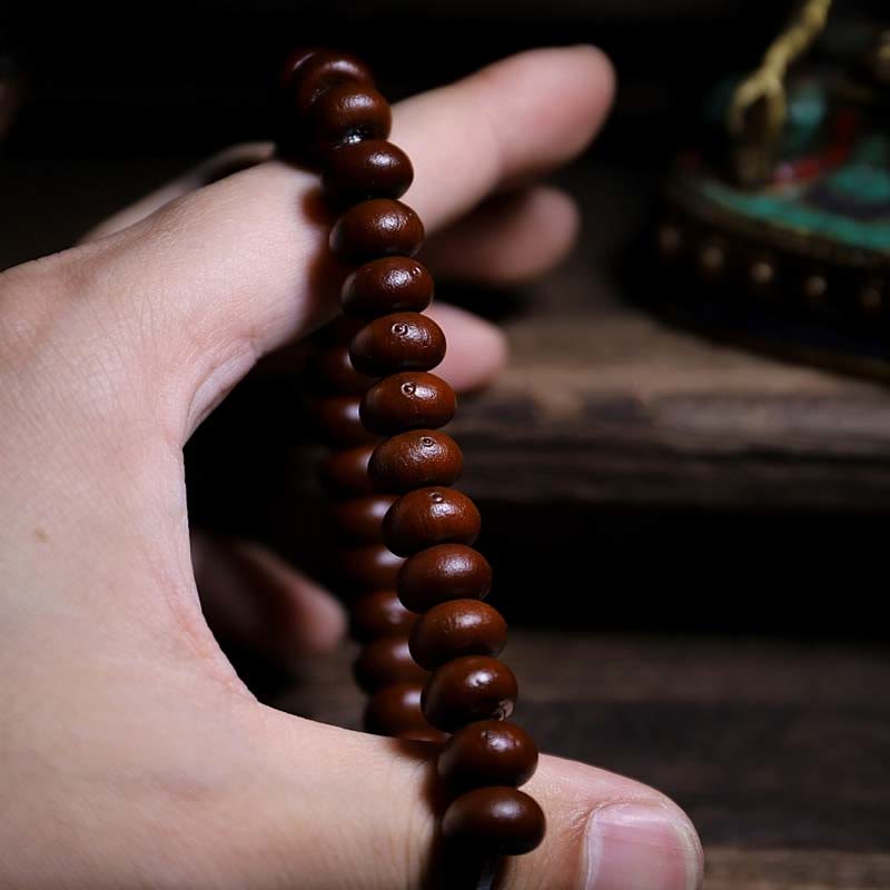 Stone of buddha Natural Tibet 108 Mala Beads Purple Bodhi Seed Three-eyed Dzi Bead Copper Dorje Harmony Bracelet