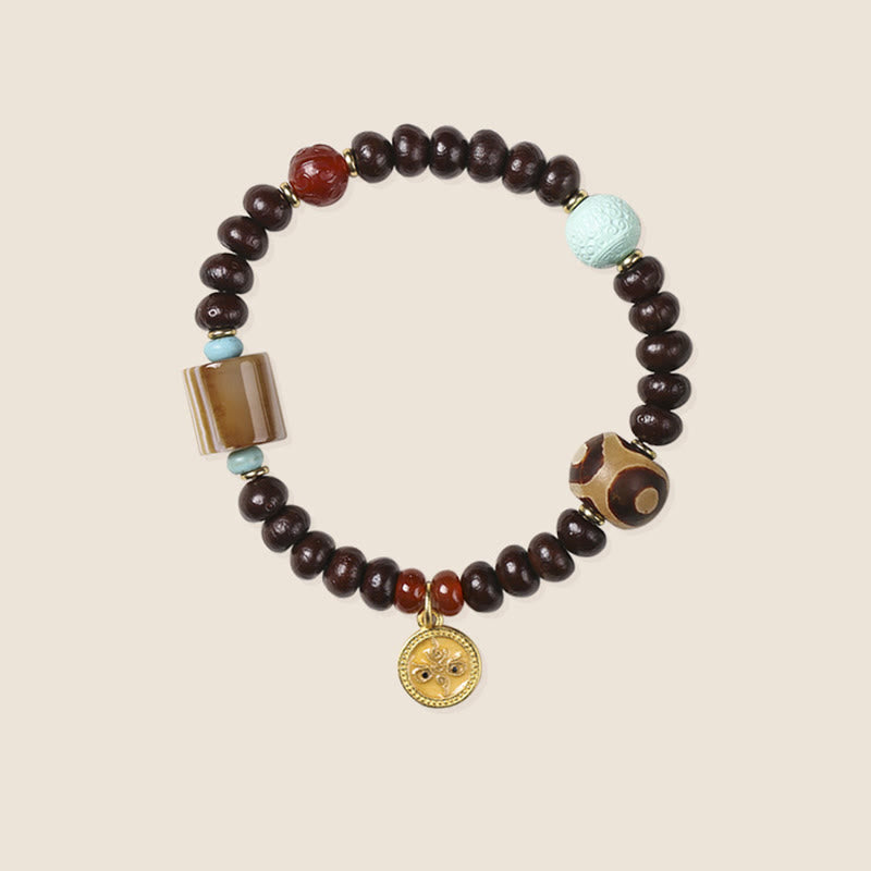 Stone of buddha Natural Tibet Purple Bodhi Seed Dzi Bead God of Wealth Wisdom Bracelet
