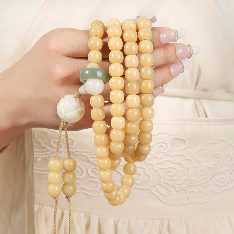 Stone of buddha Natural Bodhi Seed Lotus Dzi Bead Peace Harmony Charm Bracelet