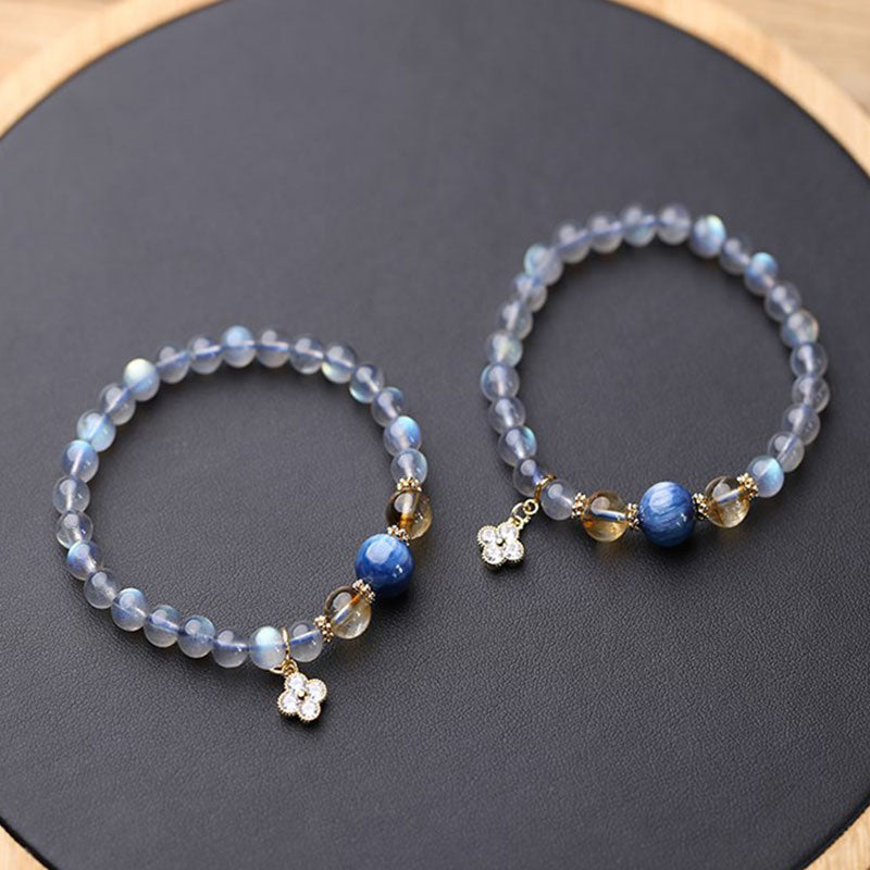Stone of buddha Natural Moonstone Flower Chram Healing Beads Bracelet