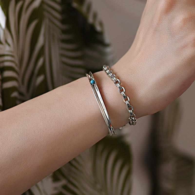 Stone of buddha 925 Sterling Silver Om Mani Padme Hum Carved Design Creativity Metal Bracelet