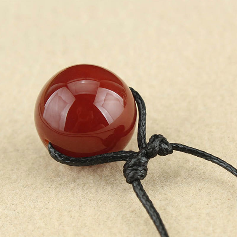 Stone of buddha Red Agate Bead Confidence Leather Rope Necklace Pendant