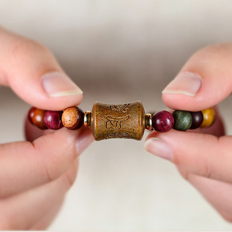 Stone of buddha Tibet Multicolored Sandalwood Om Mani Padme Hum Protection Bracelet