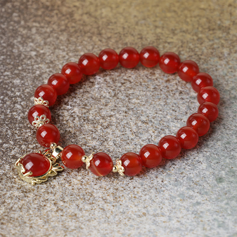 Stone of buddha Year of the Dragon Red Agate Jade Peace Buckle Fu Character Success Bracelet