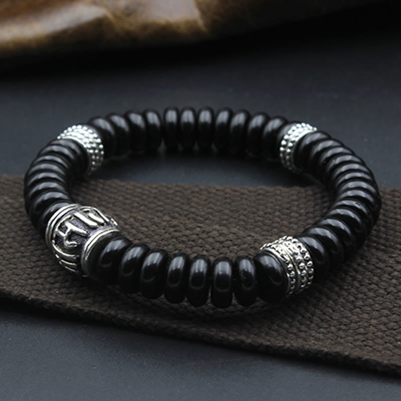Stone of buddha Natural Tibetan Coconut Shell Om Mani Padme Hum Positive Bracelet