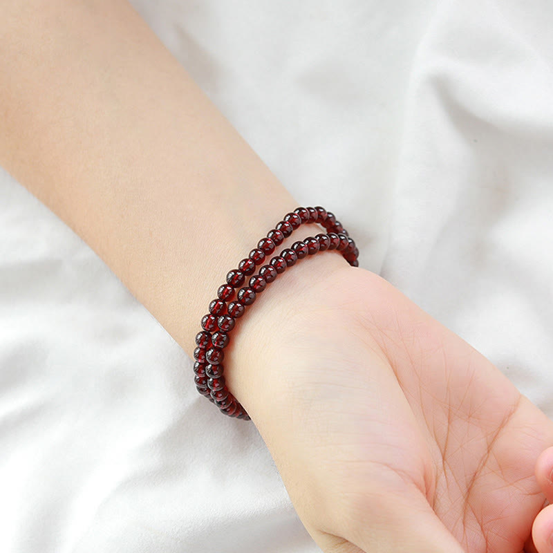Stone of buddha 14K Gold Plated Natural Garnet Strawberry Quartz Stability Double Wrap Bracelet