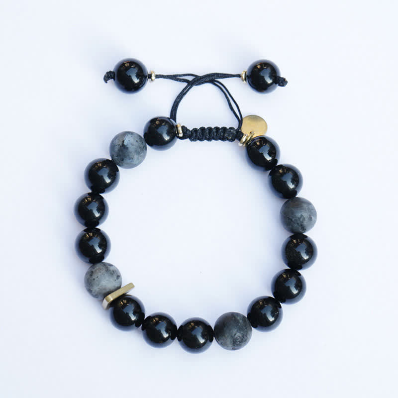 Stone of buddha Black Obsidian Black Glitter Stone Purification Bracelet