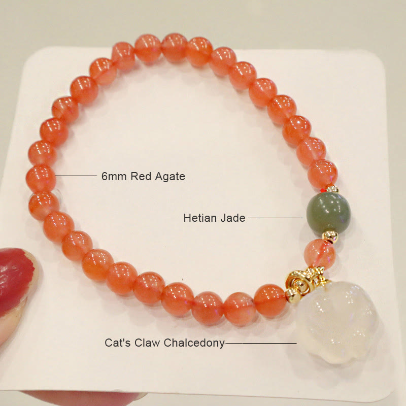 Stone of buddha Red Agate Chalcedony Cat Paw Jade Confidence Bracelet