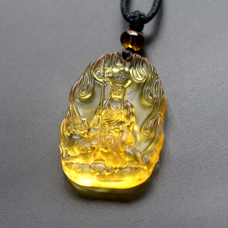 Stone of buddha Ksitigarbha Buddha Liuli Crystal Serenity Amulet Necklace Pendant