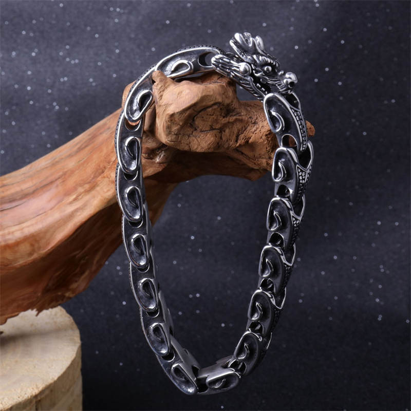 Stone of buddha Dragon Titanium Steel Luck Bracelet Bangle