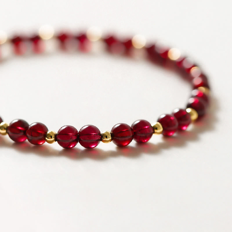 Stone of buddha 14K Gold Natural Garnet Cinnabar Flower Calm Bracelet