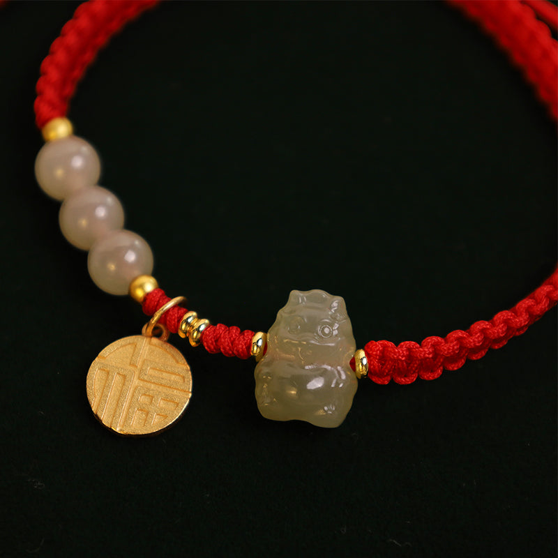 a??a??a??A Flash Sale- Stone of buddha Year of the Dragon 925 Sterling Silver Hetian Jade Fu Character Luck Bracelet