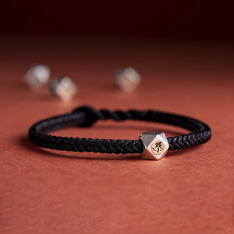 Stone of buddha 925 Sterling Silver Handmade Chinese Zodiac Natal Buddha Luck Protection Braided String Bracelet