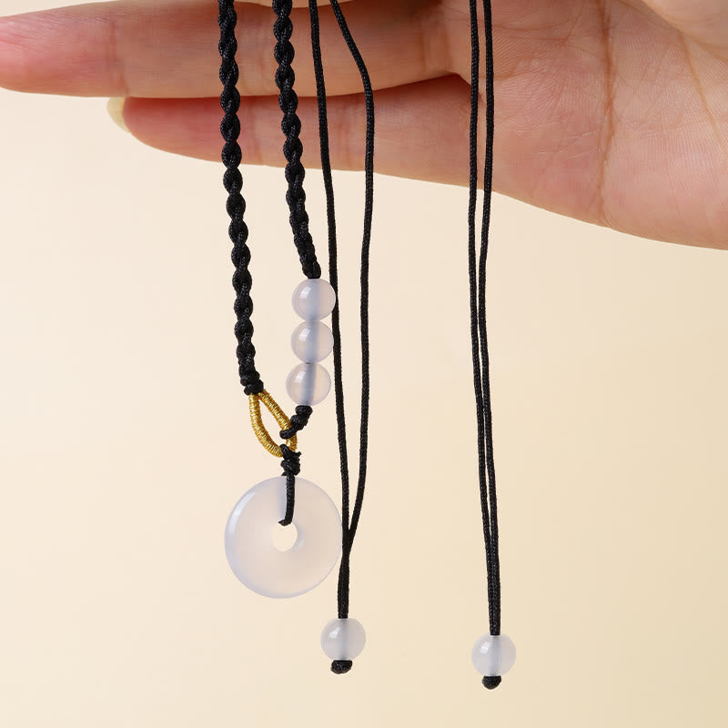 Stone of buddha Strawberry Quartz Chalcedony Peace Buckle Healing Necklace Pendant
