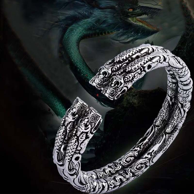 Stone of buddha Dragon Auspicious Clouds Luck Protection Bracelet Adjustable Bangle