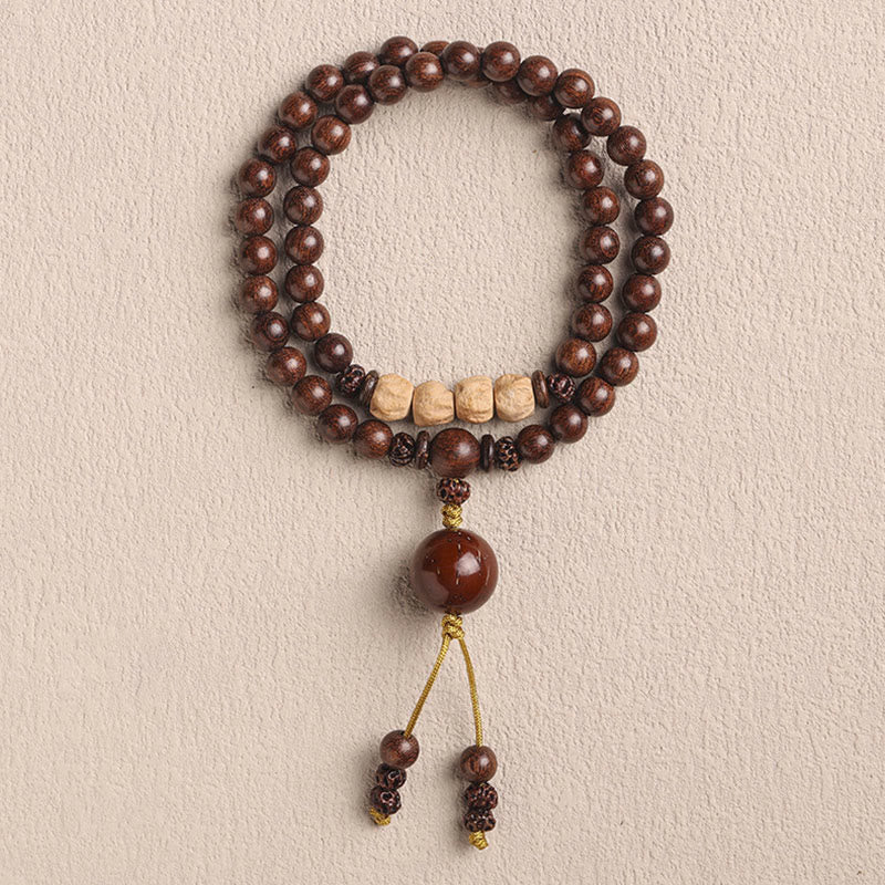 Stone of buddha Sandalwood Small Leaf Red Sandalwood Bodhi Seed Purification Double Wrap Bracelet