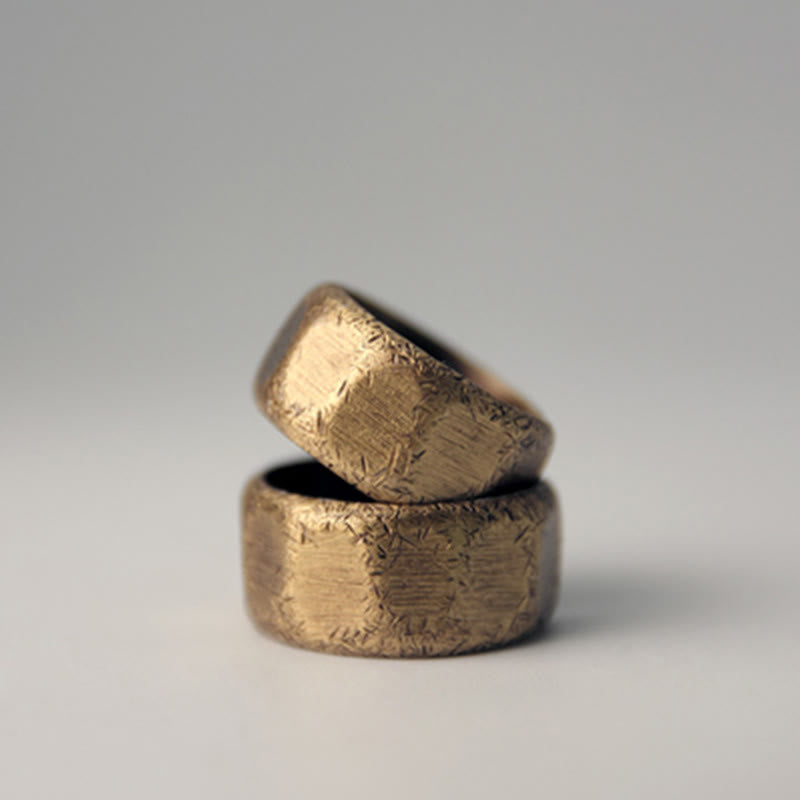 Stone of buddha Tibetan Simple Design Copper Brass Frosted Wealth Ring