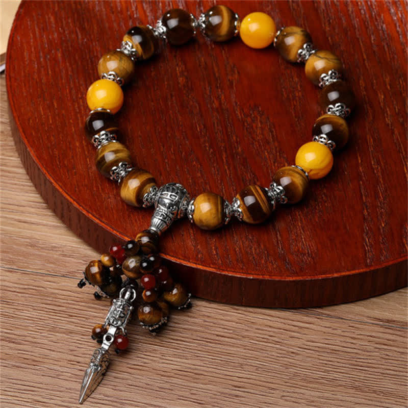 Stone of buddha Natural Tiger Eye Red Agate Dragon Vein Agate Stone Vajra Dorje Power Healing Bracelet Car Decoration