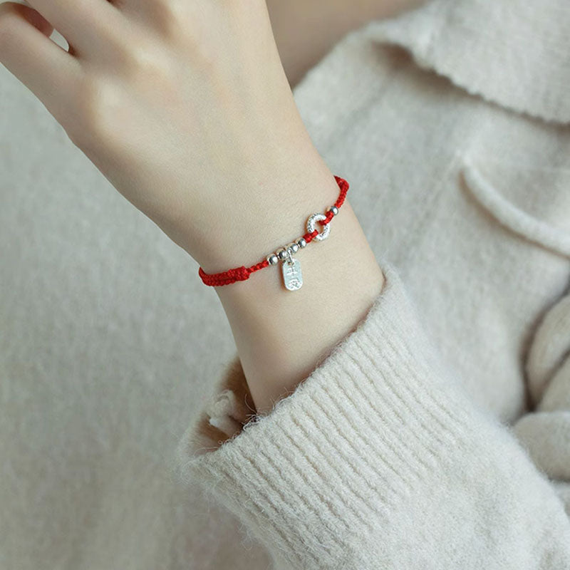 Stone of buddha 925 Sterling Silver Auspicious Clouds Peace Buckle Safe And Sound Bracelet Anklet