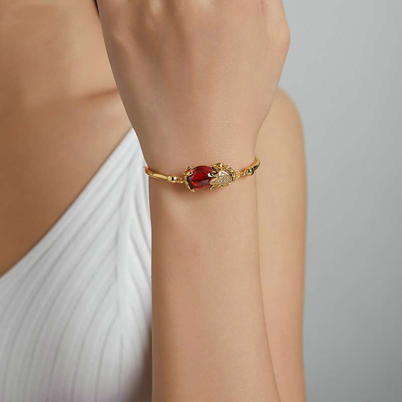 Stone of buddha FengShui Golden Red Agate PiXiu Wealth Luck Bracelet