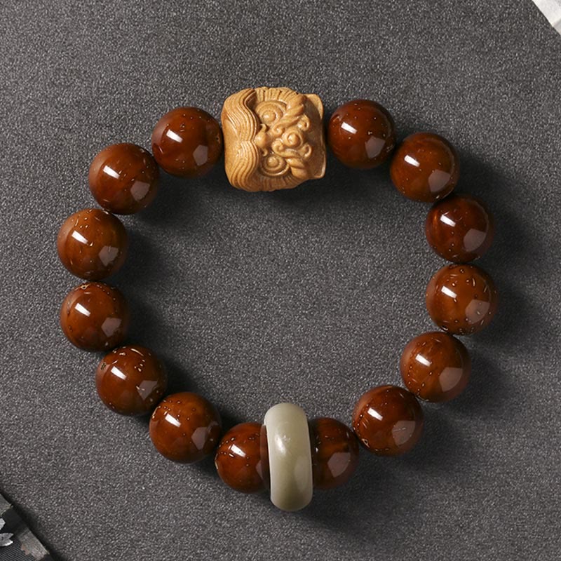 Stone of buddha Purple Bodhi Seed Dancing Lion Wisdom Bracelet