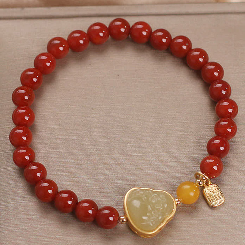 Stone of buddha Laughing Buddha Red Agate Jade Confidence Bracelet
