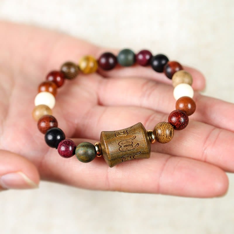 Stone of buddha Tibet Multicolored Sandalwood Om Mani Padme Hum Protection Bracelet